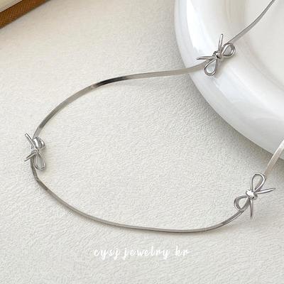 Kadınlar için Kore Tarzı S925 Gümüş Fiyonklu Choker Kolye