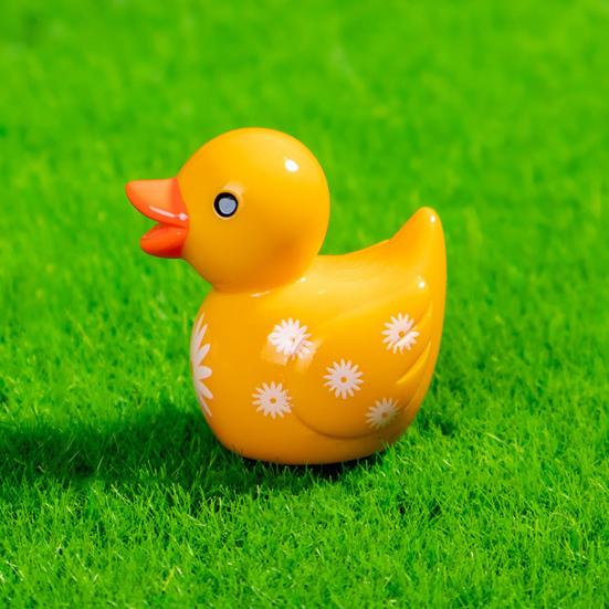 12Pcs Mini Flower Duck Figurine Yellow White Duck Resin Statue Miniature Animal Ornament Home Office Desktop Decoration Dollhouse Accessories