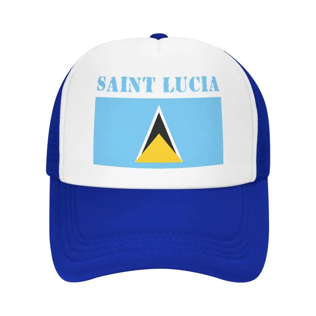 Custom Saint Lucia Flag Baseball Cap for Unisex Women Personalized Adjustable Trucker Hat Outdoor Snapback Dad Hats
