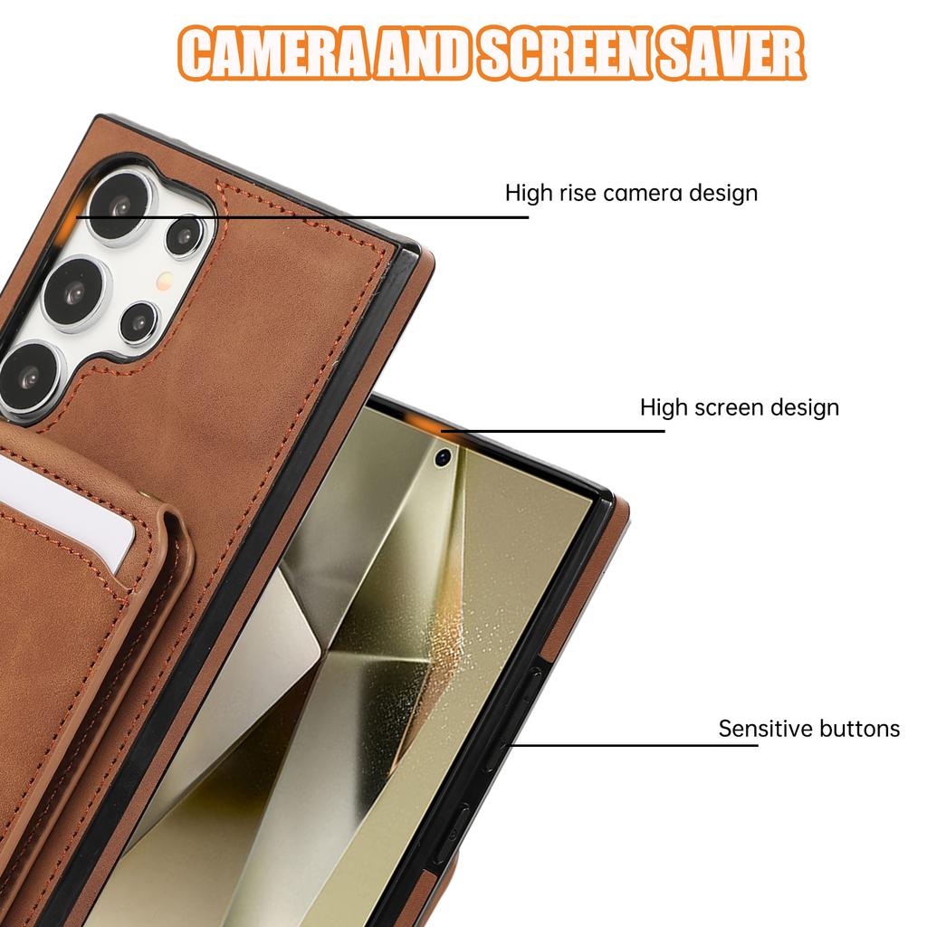 Shoulder Straps Vertical Card Solt Wallet Leather Case For Samsung Galaxy S24 Ultra S23 Plus S22 A55 A15 A25 A35 Crossbody Cover