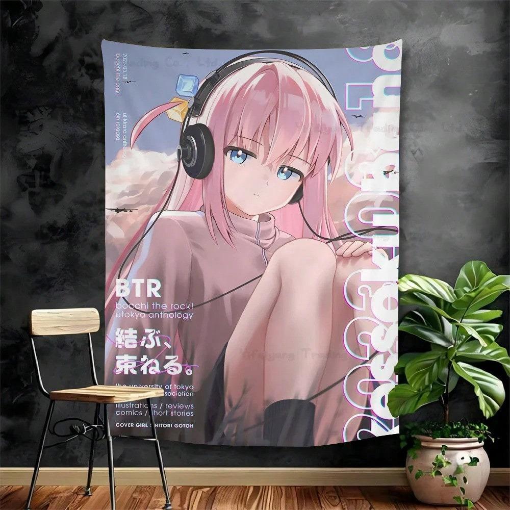 Bocchi Rock Gotoh Girl Maid Tapestry Anime Kessoku Band Print Wall Hanging For Teen Bedroom Dorm Decor