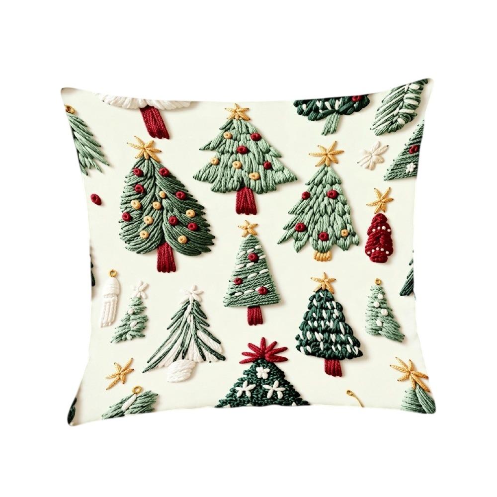 Plush Christmas Pillow Cover Soft Xmas Tree Pillowslip Elk Santa Pillow Cover  Living Room