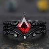 Red Crystal Gemstone Square Diamond Black Couple Rings - Retro Style Electroplated Jewelry