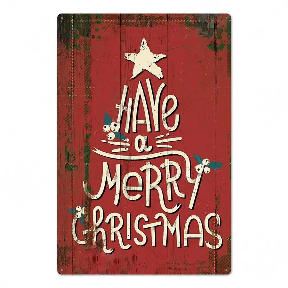 Vintage Tin Signs Merry Christmas Posters Decor Plaque Metal Plate Garden Wall Art Room Decoration New Years Gift