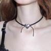 Double-Layer Leather Love Pendant Necklace Female Niche Design Sense Simple Personality Light Luxury Versatile Neck Chain Collarbone Chain