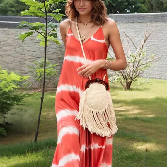 

Женское летнее платье свободного покроя с принтом тай-дай на бретелях L