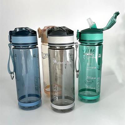 Bouteille d'eau de sport avec paille de 800ml, pour Camping, randonnée en plein air, bouteille transparente en plastique sans BPA pour hommes, verres