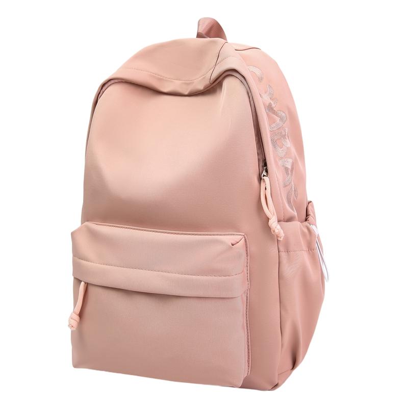 Girls' Solid Color Backpack Junior High School Students Lightweight Schoolbag Large Capacity Backpack