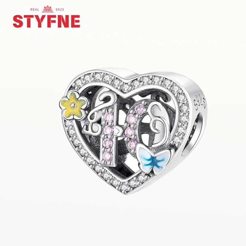 S925 Silver Happy Birthday Charms Love Numbers Beads for Women DIY Bracelet Anniversary Gift