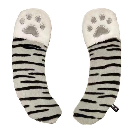 

Toilet Seat Cover Striped Paw Pattern Non-Slip Washable Soft Thick Pad Winter Plush Toilet Seat Cushion Bathroom Decor серый