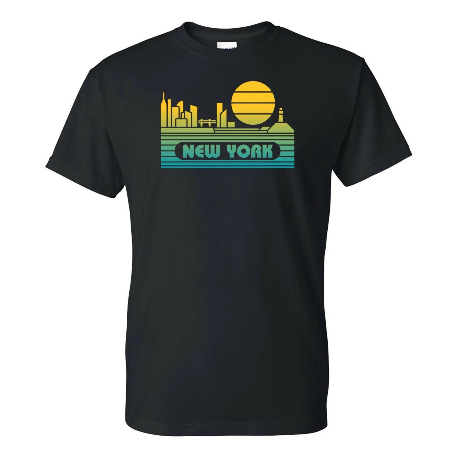 New York Groovy Sunset - Landscape Vacation Home State T Shirt - Black S