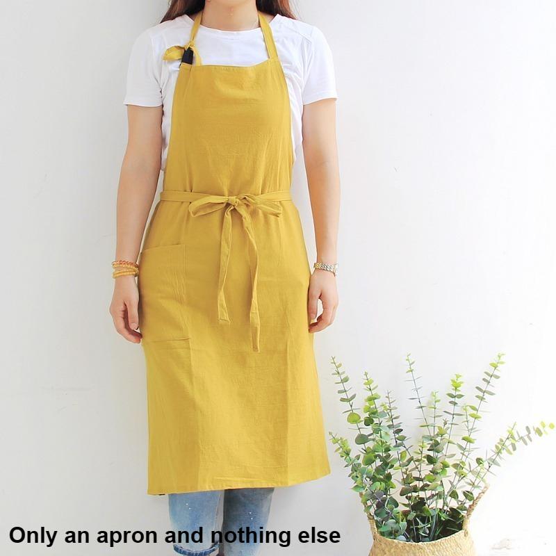 

1pcs Cotton Apron with Pocket Adjustable Strap for Baking Florist Nail Art Shop Kitchen Home Workwear OneSize жёлтый