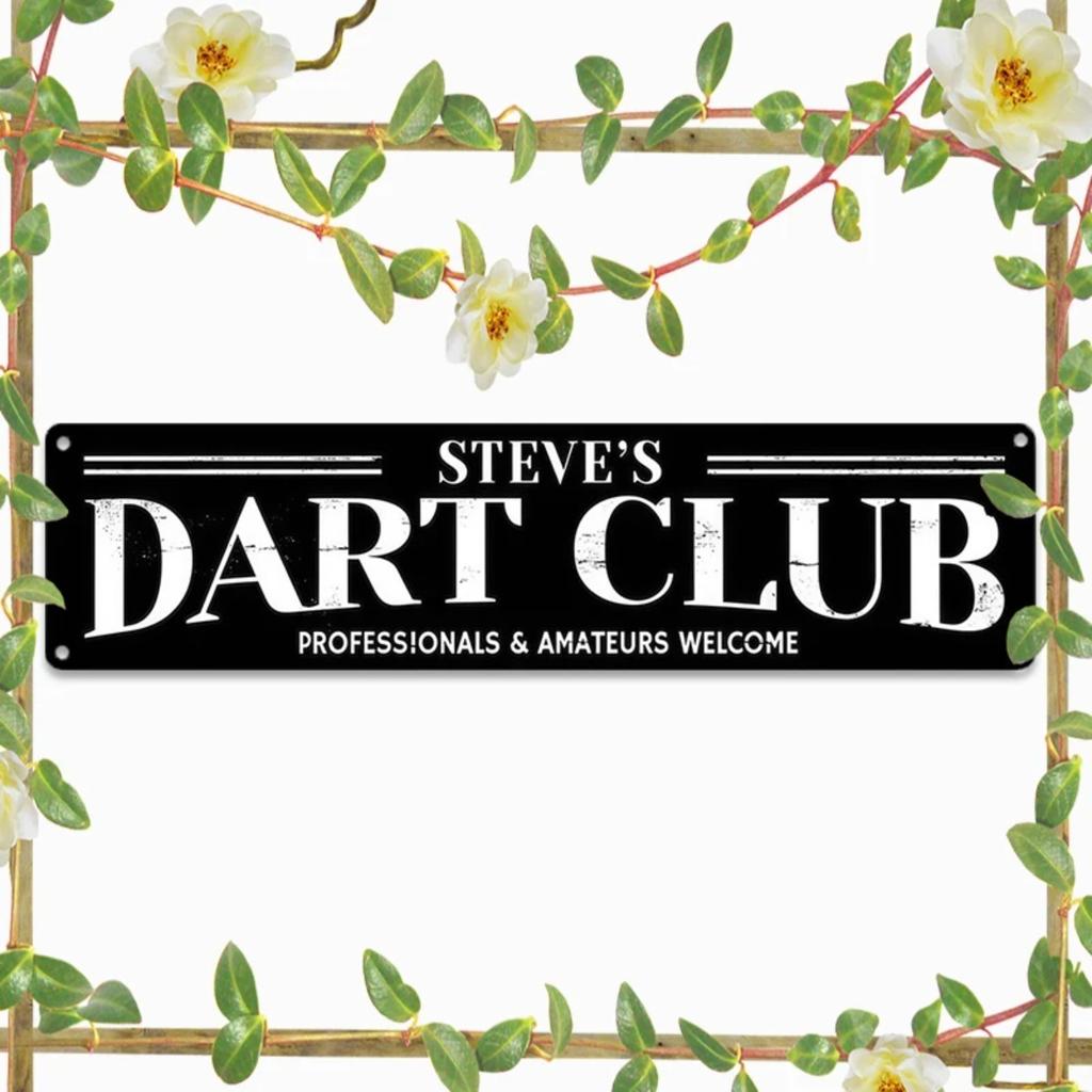 Custom Darts Club Metal Sign Personalized Name Wall Decor Man Cave Game Room Bar Ornament