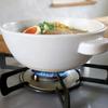 Kamoshika Dougu Store Open-Food Ramen Pot with Rice Spoon and Base, Single-Serving Pot and Serving Bowl, Banko Ware, Made in Japan, Black