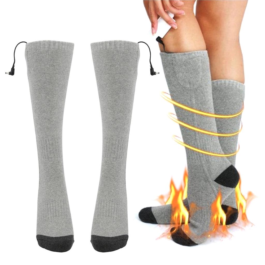 1Pair Smart Heating Stockings Winter Ski Keep Warm Unisex Electric Heat Socks Thickengray