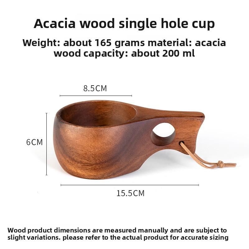 DIY Walnut Wooden Milk Cup Acacia Wood Salad Cup Solid Wood, Creative Mug with Handle Coffee Mug