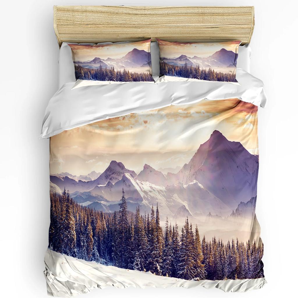 Mountain Snow Wolf Tree Duvet Cover Bed Bedding Set For Double Home Textile Quilt Cover Pillowcases Bedroom Bedding Set No Sheet