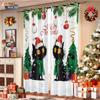 2Pcs Christmas Black Cat Print Blackout Curtains Multiple Size Living Room Bedroom Home Insulation Decoration, Machine Washable