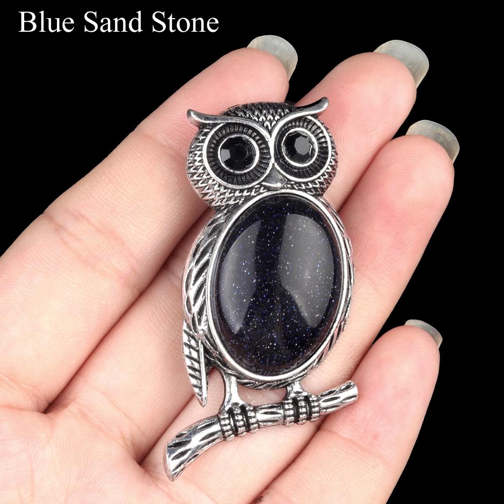 1Pc, Halloween Owl Shape Reiki Healing Crystal Pendant Brooch Pin, Unique Dual Purpose Design, for DIY Unisex Necklace Accessories or Hanging Clothes