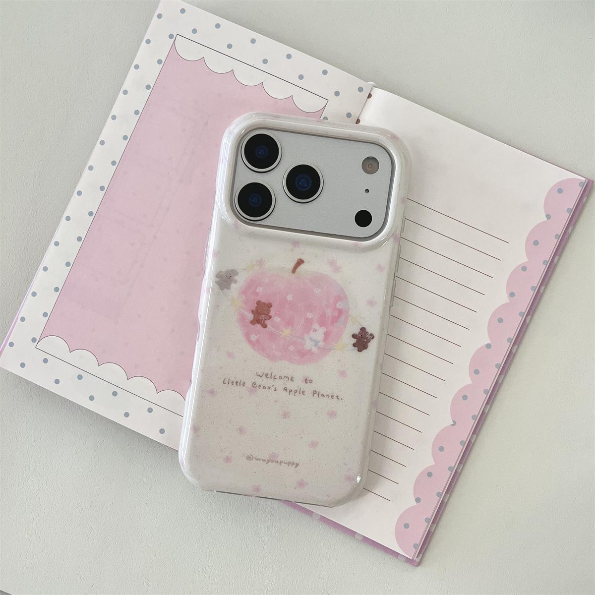 

Cartoon Apple Bear iPhone 14/13 PRO/MAX Case: Anti-fall, Full Coverage iPhone 14 Pro Max