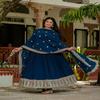 Elegant Navy Blue Anarkali Suit with Embroidered Dupatta