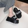 Summer new Velcro muffin thick bottom heightening one-word slippers women wear casual vacation cool slippers tide