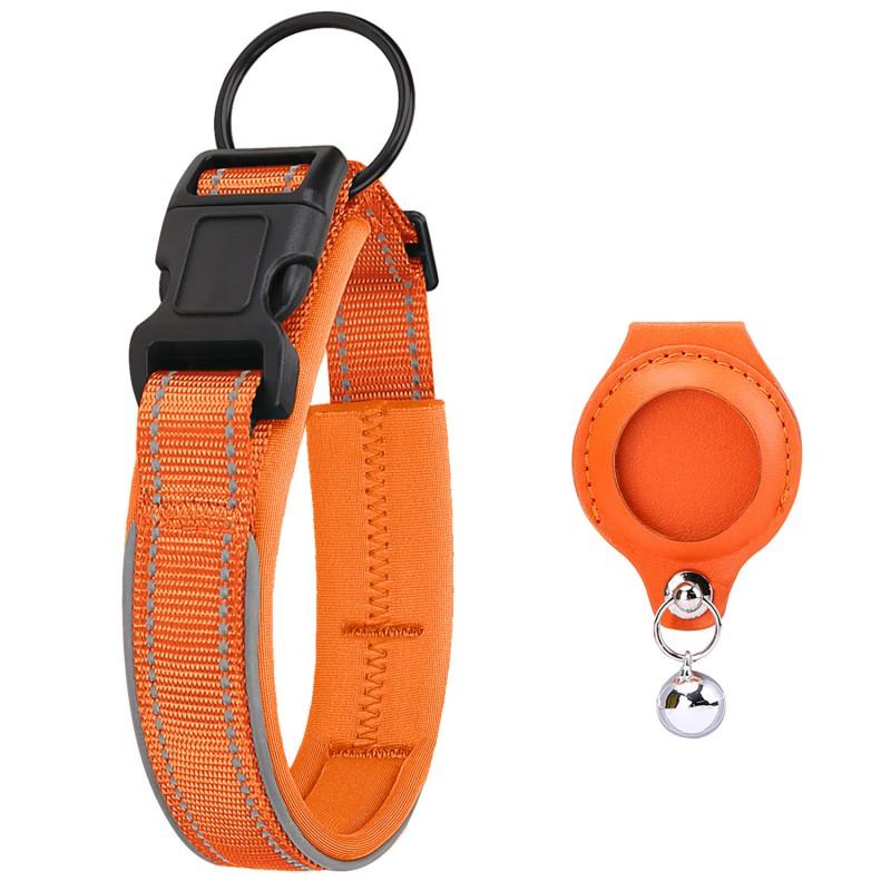 Nylon Dog Collar Airtag Tracker Pet Training Adjustable S M L XL