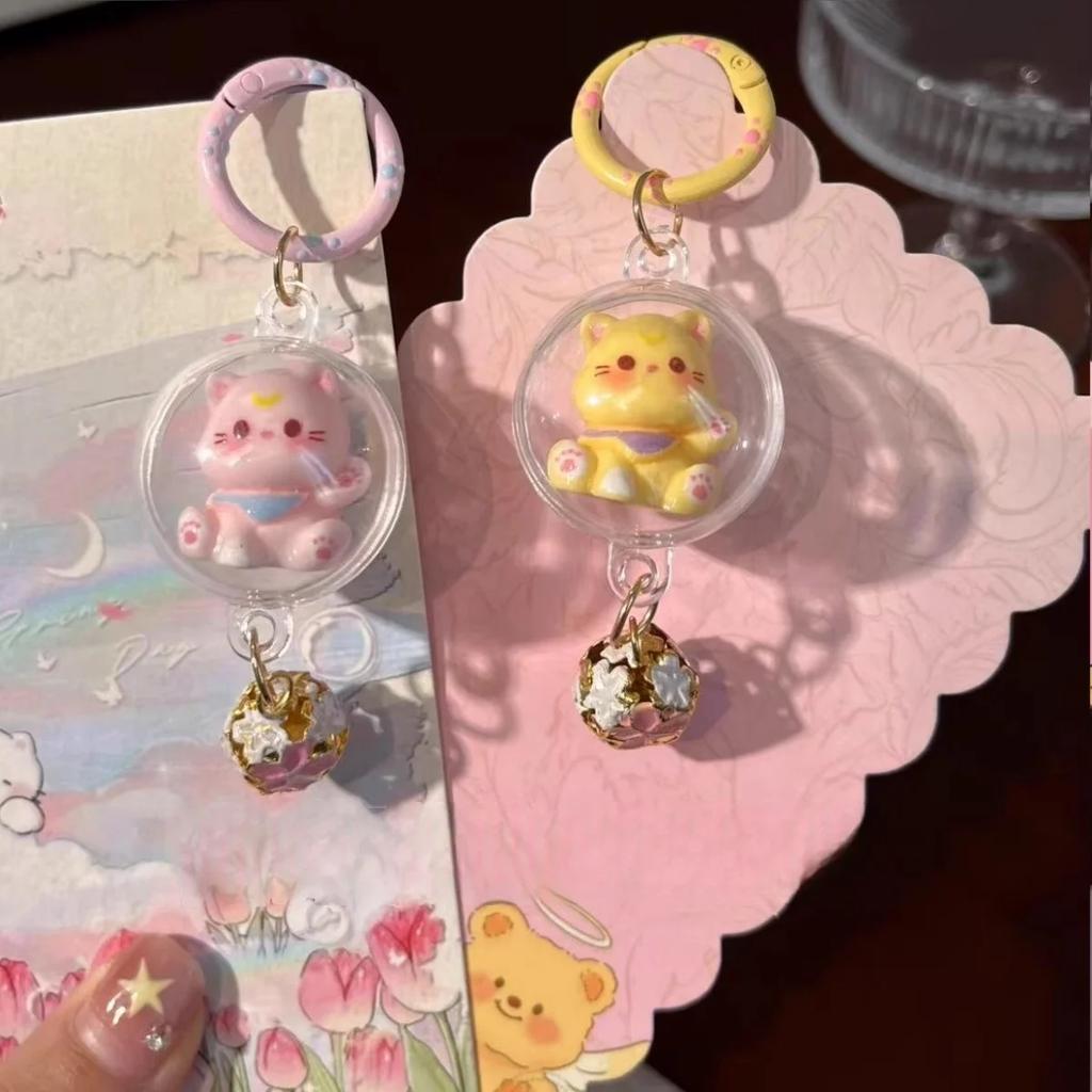 1/5pcs Fashion Cartoon Small Cat Cute Keychain Phone Chain Resin Keyring Bag Pendant Couple Key Chains Gifts Women for Jewelry