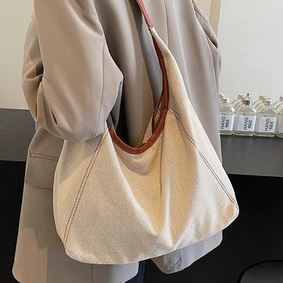 Large Capacity Canvas Bag for Women New Trendy One-shoulder Armpit Bag Casual College Student Commuting Toy Bag