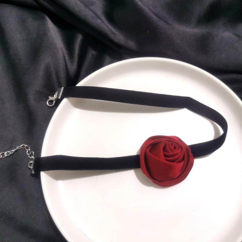 Collana a Fiore di Rosa Grande Temperamento Collare Largo Choker per Donna Lady Catena da Collo alla Moda Gioielli per Matrimonio Capodanno Festa