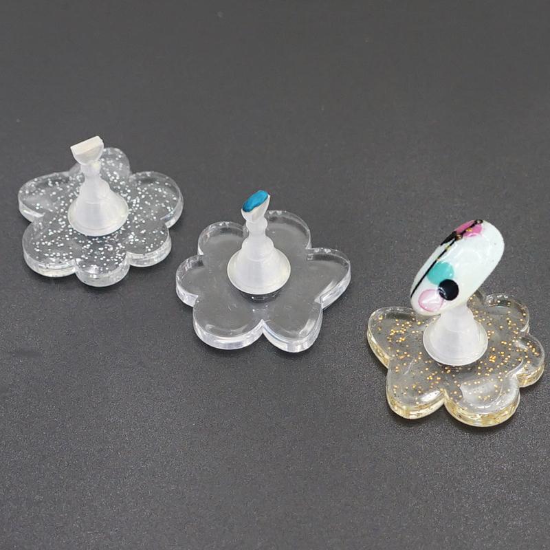 5Pcs Magnetic Nail Holders Practice Training Display Glitter Sequins Flower False Nail Tips Stand Manicure Tools For Beginners