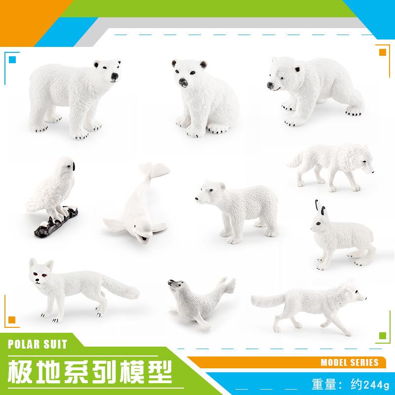 Simulation Polar Animal Set Model Arctic Rabbit White Fox Polar Bear Beluga Whale Seal White Owl Static Ornament