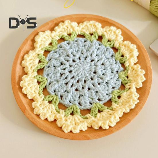 Porta-copos Buquê de Rosas de Crochê Resistente ao Calor DIY Feito à Mão Tricô Flor Caneca de Café Tapete para Copo Decoração de Mesa Bancada de Cozinha