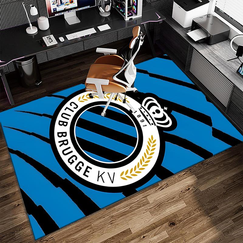 1PC FC Brugge Crest Rug Game Carpet, Floor Mat for Bedroom Living Room Entryway Rug, Home Decor Idea Gift for Christmas birthday
