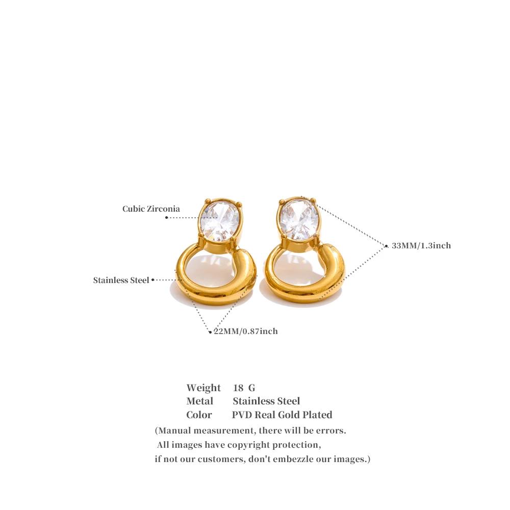 Eetit Delicate Shiny Cubic Zirconia Geometric Stud Earrings 18K Golden Plated Stainless Steel High Quality Waterproof Jewelry