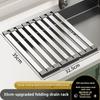 1pcs Kitchen Sink Draining Rack 304 stainless steel Square Tubes Dish Rack Can Folded Fruit And Vegetable Dishes Filter Shelf