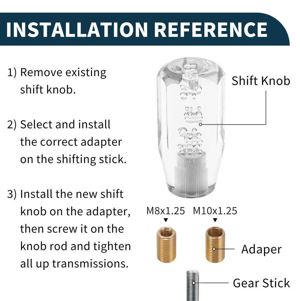 TUCKBOLD 10cm Ośmiokątny Kryształowy Gałka Zmiany Biegów Samochodowych | Uniwersalny Przód do Automatycznej i Manualnej