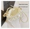 French Pearl Handbag: Elegant Women's Beaded Evening Bag, Large Capacity, Handmade Woven Shoulder Bag.
