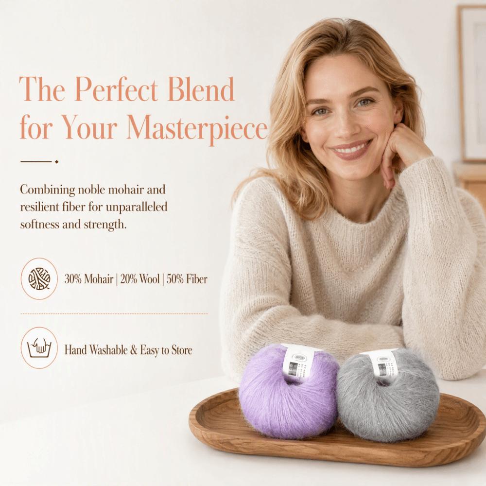 12pcs Knit Grade Mohair Yarn Rolled Form Long Wool Yarn Durable Angora Yarn  For Garments