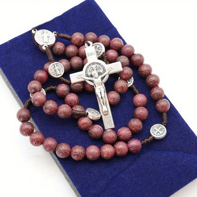1 Stück Vintage Holzkette mit Gebetsperlen, Geschenke für Damen, Mutter, Halsketten, Perlenketten, Vintage Kleinschmuck, Kleine Geschenke für Geschenke