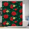 Red Roses Shower Curtain Waterproof Fabric Bathroom Decor with Green Leaves Modern Kitchen Design Flower Print Wall Hanging Size