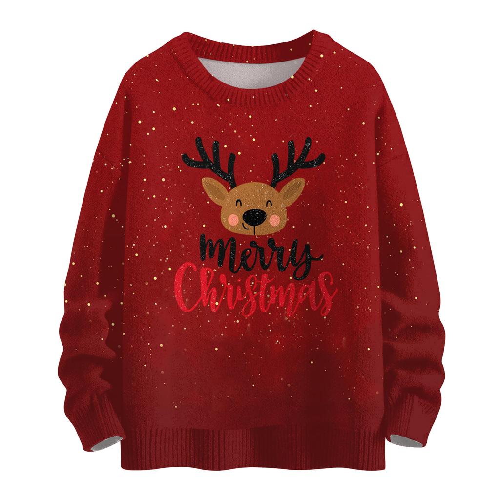 Women's Casual Long Sleeve Woolen Christmas Sweatshirt Fall  Vacation Long Sleeve Pullover