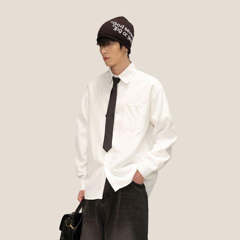 Dream Made American-Style Black Long-Sleeved Shirt for Men, Spring and Autumn, Minimalist and Versatile, New Casual Shirt Jacket