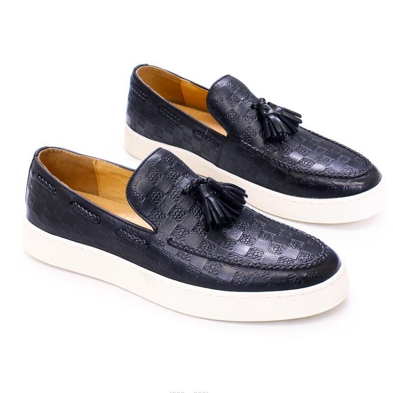 Fashion NEW Casual Men's Shoes Comfortable Flat Handmade Shoes Pattern Tassel Non-slip Shoes Banquet Party Dress Men's Shoes A27