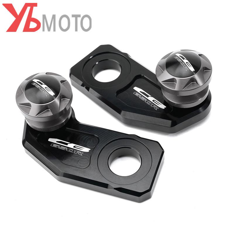 Logo CB650R Motorcycle Chain Adjustment Block Frame swingarm Spools sliders For Honda CBR650R CB 650R CBR 650R