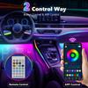Acrylic Interior Car LED Lights With Remote And Wireless APP 6 In 1,Ambient Lighting Kits Fiber Optic Strip LEDs,16 Million Colors Music&DIY Function