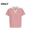 ONLY Women's Heart Embroidered Striped Lapel T-shirt