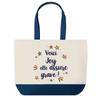 Tote Bag - PLANETEE - Joy She's Really Good - Blue Background Graphic Design - Cotton 40x45 Cm - Large Size