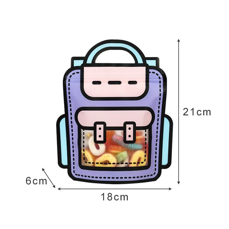 5PCS Handbags Gifts Packaging Bags School Bags Shape Candy Snack Self-sealing Bag with Zipper Birthday Party Gifts Decoration