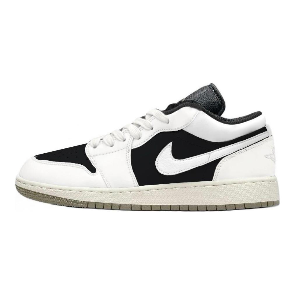Jordan Air Jordan 1 Oreo Leather Abrasion Resistant Low top Vintage Basketball Shoes Unisex Black White 553558-092(Team1119-)